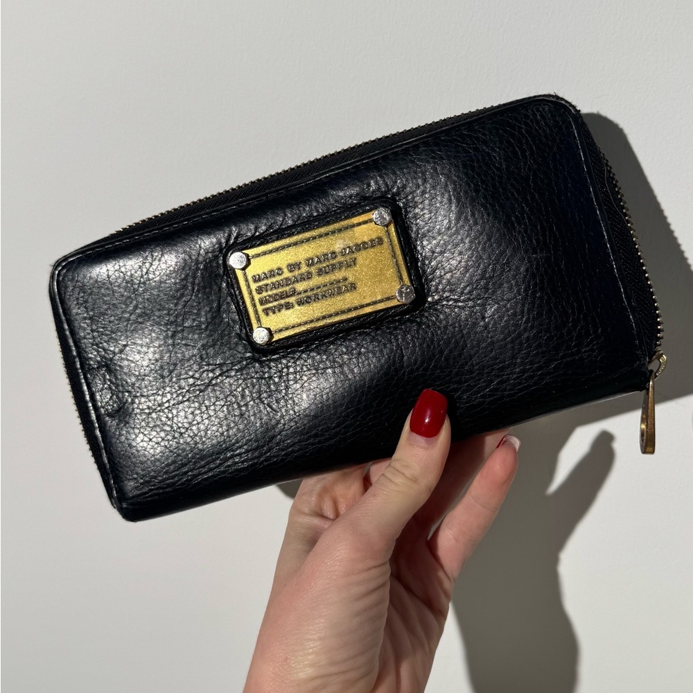 Marc By Marc Jacobs Black Leather Wallet with Gold Accent